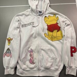 Disney Winnie The Pooh Women’s Size Small Full Zip Hoodie Sweatshirt White